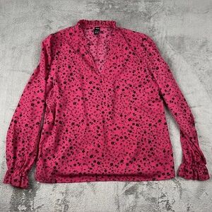 Shein Womens V-Neck XL Floral Pullover Long Sleeve Pink